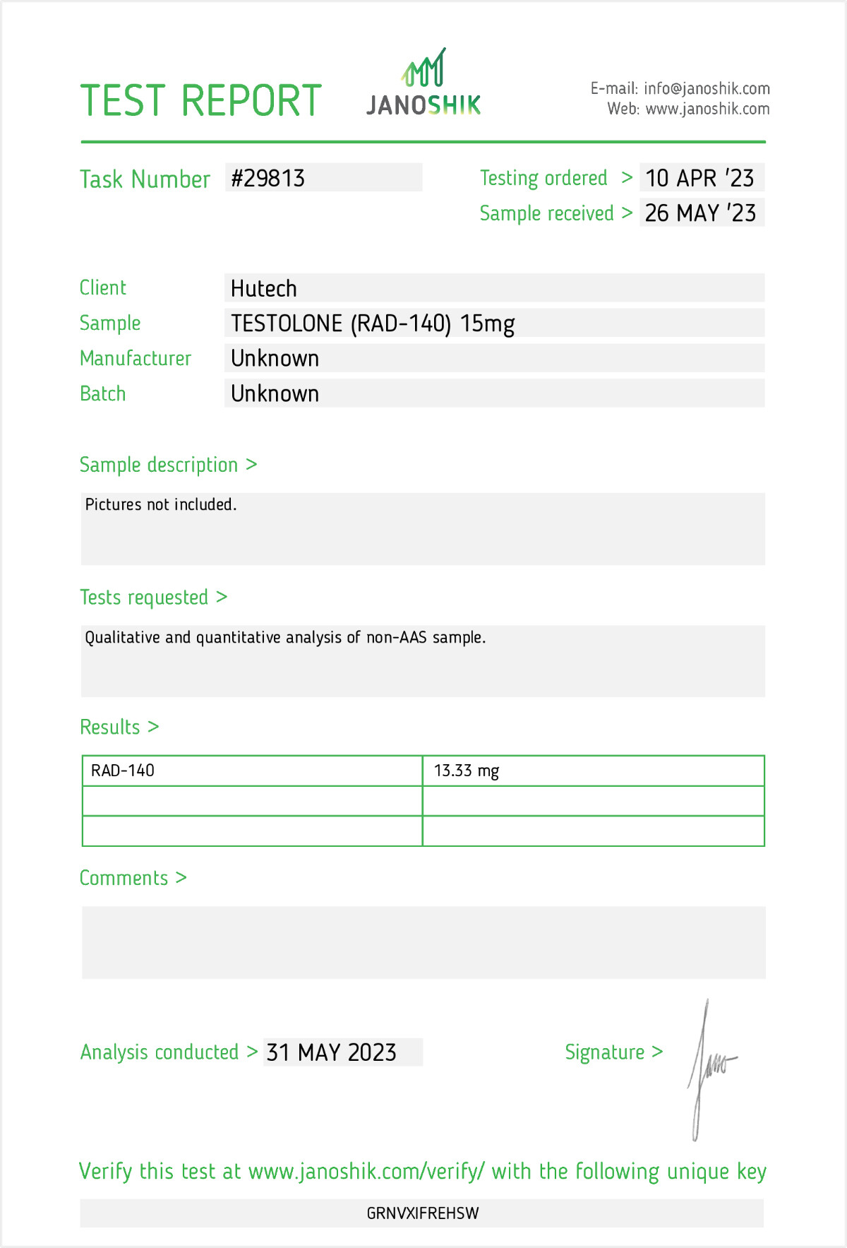 Testolone (RAD-140) 15mg